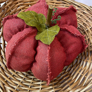 Lg. Rust Red Burlap Pumpkin