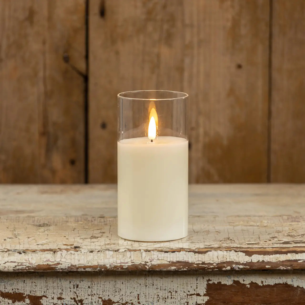Glass 3D Flame Candle 4"