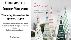 In Store Workshop - Christmas Tree Cutouts Nov. 16 - 6pm to 7:30pm