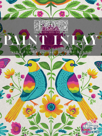 Vida Flora IOD Paint Inlay 12×16 PAD- Limited Edition