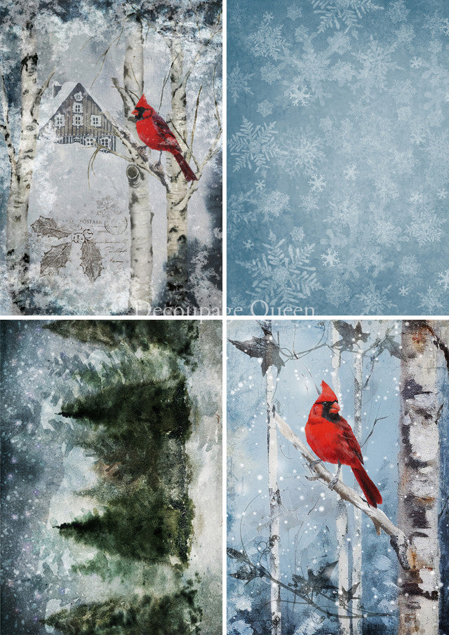 Cardinals 4 pack - Decoupage Paper