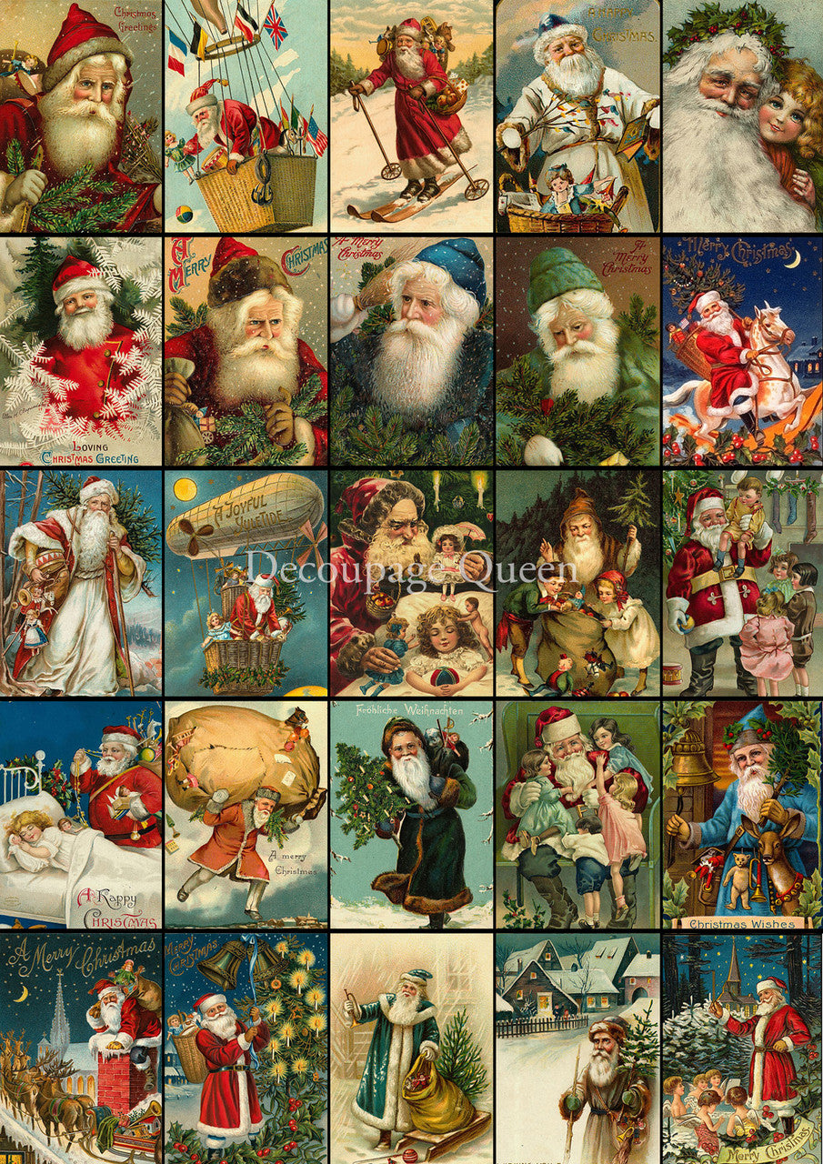 Advent Santas - Decoupage Paper