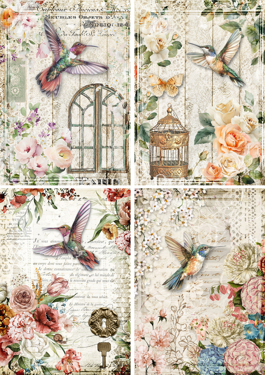 Hummingbird Four Pack - Decoupage Paper – The Weathered Shed