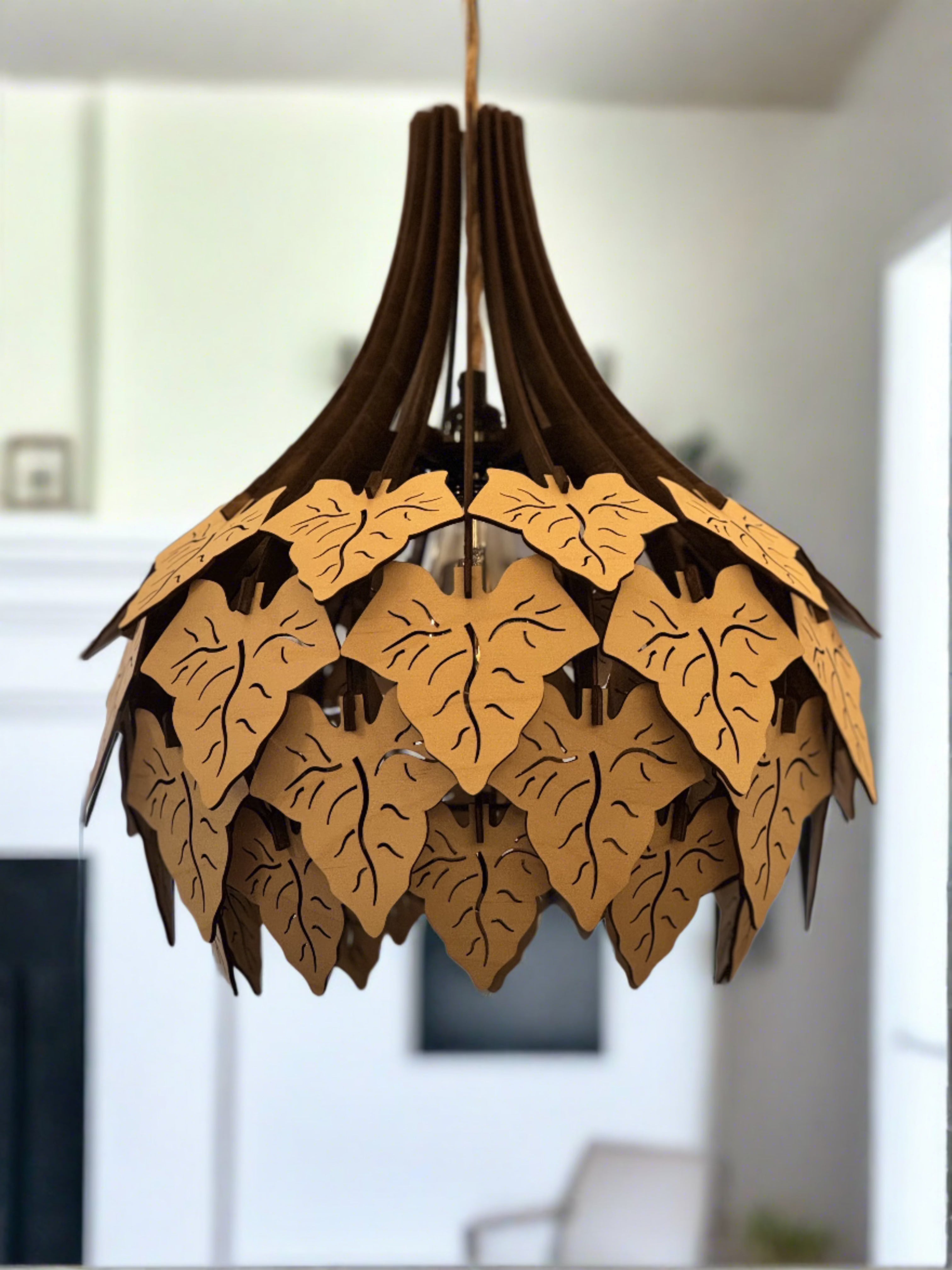 Ivy Leaves Wooden Pendant Light