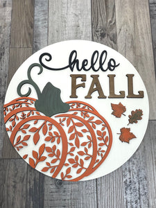 DIY Kit - Hello Fall Floral Pumpkin Door Hanger