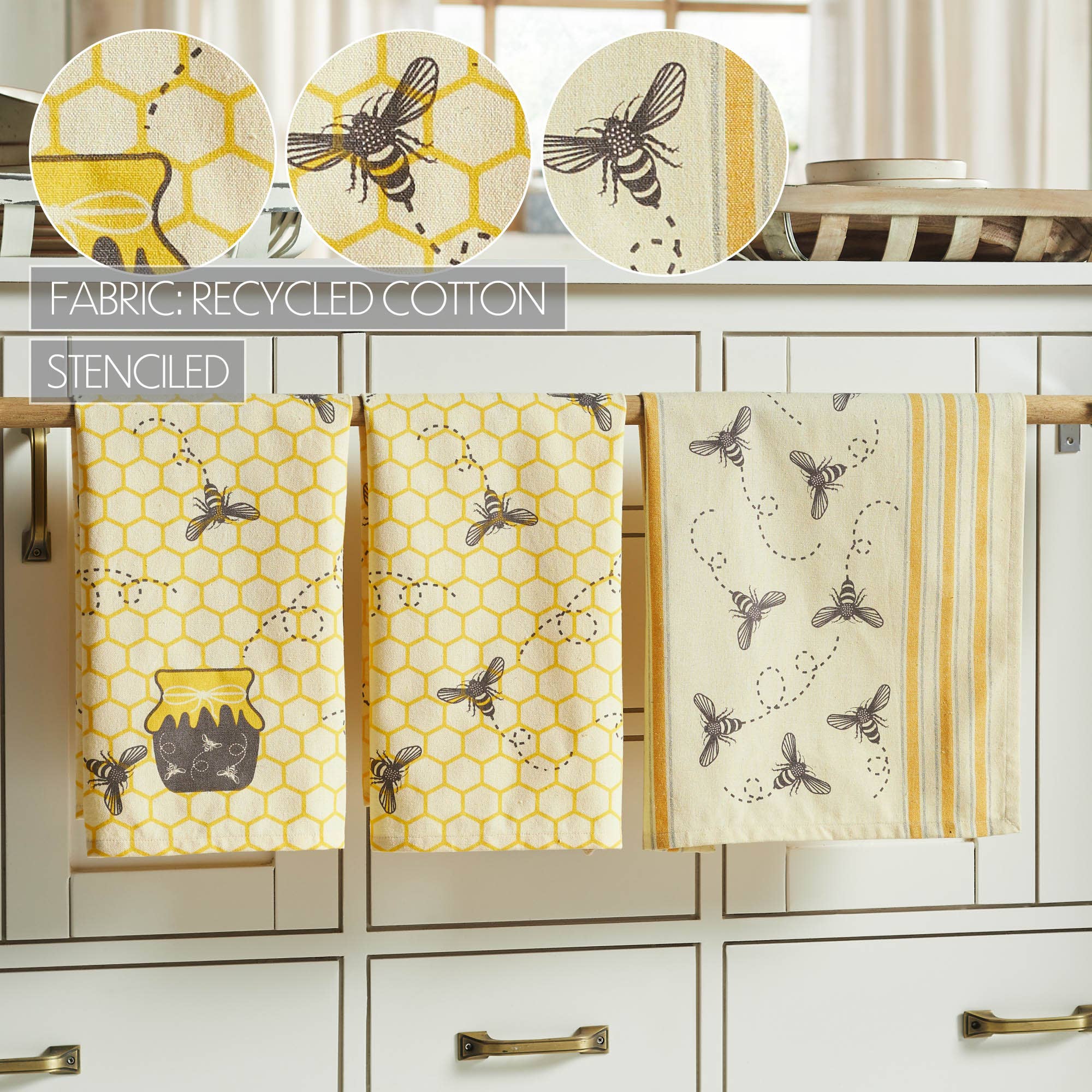 VHC Brands Buzzy Bees Honeypot Tea Towel - Thumbnail 4