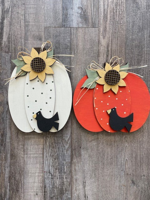 DIY Kit - Pumpkin w/crow Shelf Sitter Set Large