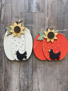 DIY Kit - Pumpkin w/crow Shelf Sitter Set Large