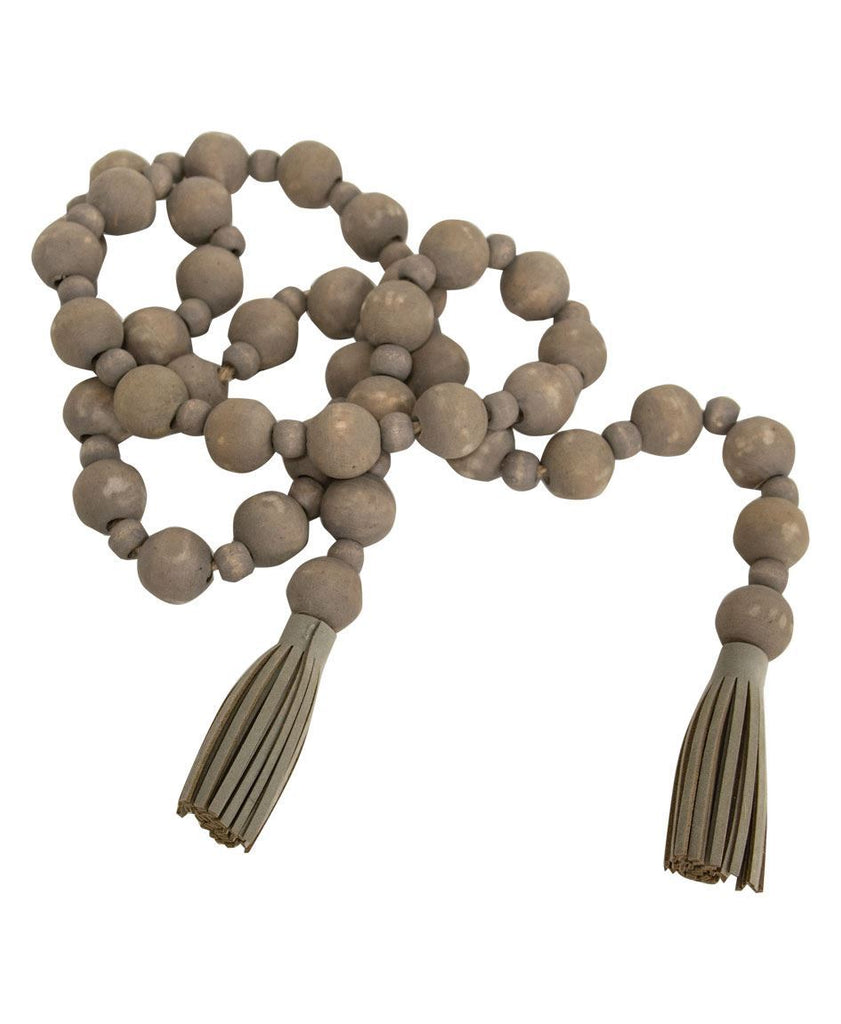 Distressed Wooden Bead Garland with Tassels