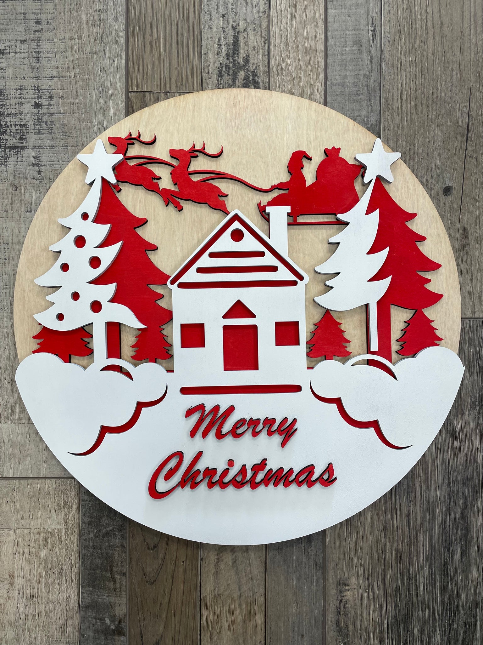 Merry Christmas w/Santa's Sleigh Door Hanger