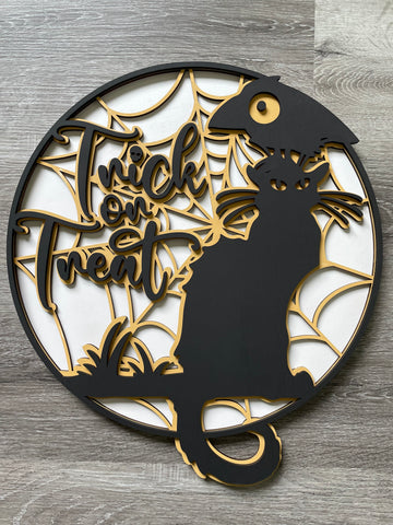 Trick or Treat Cat Door Hanger