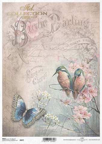 Birdie Darling Lovebirds - Decoupage Paper