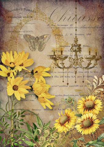 Elegant Sunflowers with Chandelier - Decoupage Paper