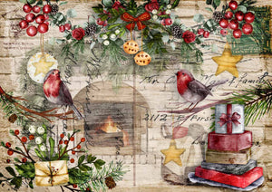 Festive Robins - Decoupage Paper