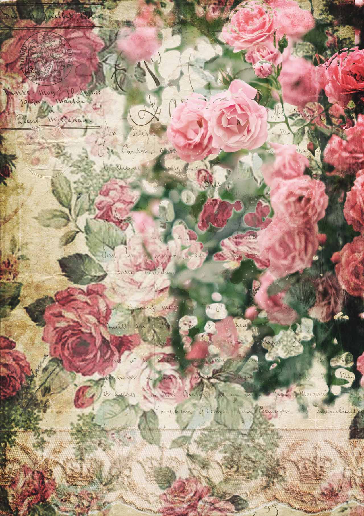 Splash of Roses - Decoupage Paper