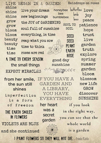 Garden Words by Ellen J. Goods - Decoupage Paper